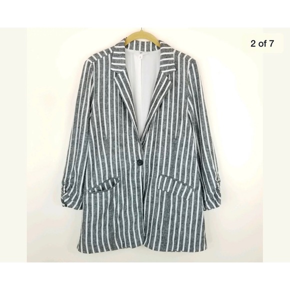 NWT Nordstrom BP. Striped Cinch Sleeve Blazer - Picture 2 of 6